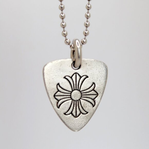 Authentic Chrome Hearts Guitar Pick Pendant + Ball Chain Necklace - Picture 1 of 7